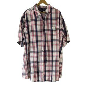 U.S. Polo Assn. Plaid Short Sleeve Button-Down Shirt – Red, White & Navy